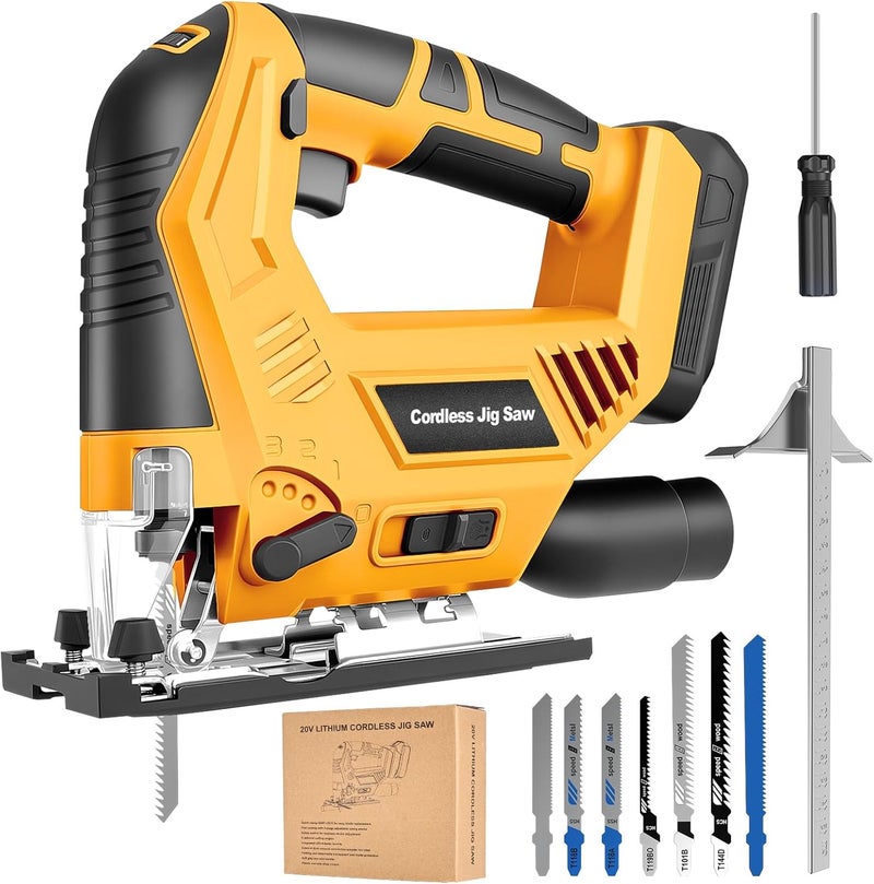 CAMXTOOL Jig Saw Compatible with Dewalt 20V Max Battery (No Battery), Cordless Jig Saw Brushless Jigsaw Tool with LED Light, 0°- 45° Bevel Cuts, 3 Orbital Settings for Straight/Curve/Circle Cutting - Image 1